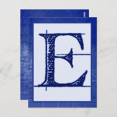 Blueprint Letter "E" Typografie Banner Kaart (Voorkant / Achterkant)