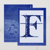 Blueprint Letter "F" Typografie Banner Kaart (Voorkant / Achterkant)