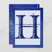 Blueprint Letter "H" Typografie Banner Kaart (Voorkant / Achterkant)