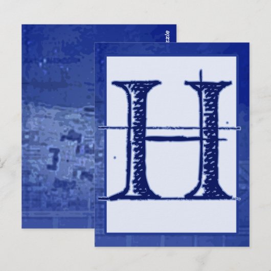 Blueprint Letter "H" Typografie Banner Kaart (Voorkant / Achterkant)