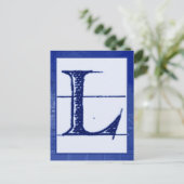 Blueprint Letter "L" Typography Banner Card Briefkaart (Staand voorkant)