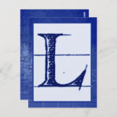 Blueprint Letter "L" Typography Banner Card Briefkaart (Voorkant / Achterkant)