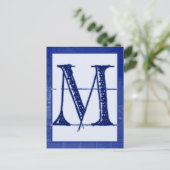 Blueprint Letter "M" Typography Banner Card Briefkaart (Staand voorkant)