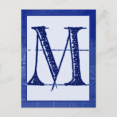 Blueprint Letter "M" Typography Banner Card Briefkaart (Voorkant)