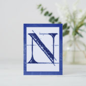 Blueprint Letter "N" Typografie Banner Kaart (Staand voorkant)