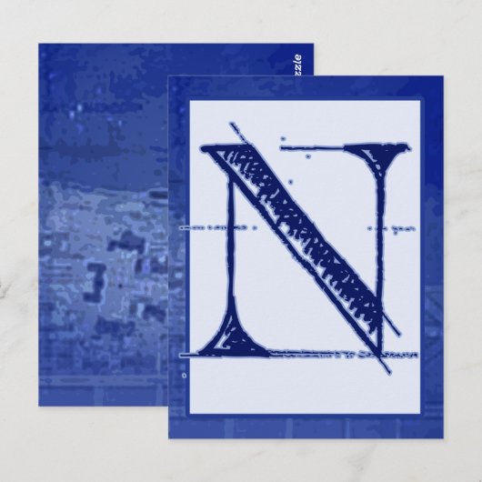 Blueprint Letter "N" Typografie Banner Kaart (Voorkant / Achterkant)