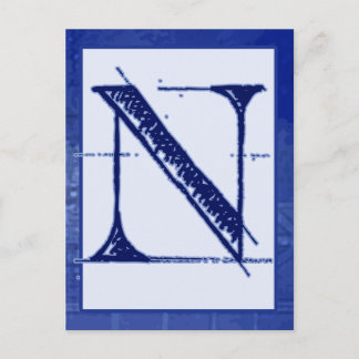 Blueprint Letter "N" Typografie Banner Kaart