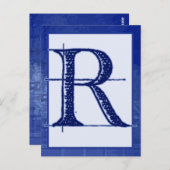 Blueprint Letter "R" Typography Banner Kaart (Voorkant / Achterkant)