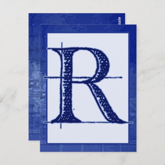 Blueprint Letter "R" Typography Banner Kaart (Voorkant / Achterkant)