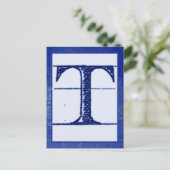 Blueprint Letter "T" Typografie Banner Kaart (Staand voorkant)