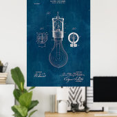 Blueprint Light Bulb Patent Poster (Thuiskantoor)