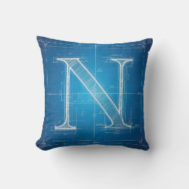 Blueprint Monogram Letter N Kussen
