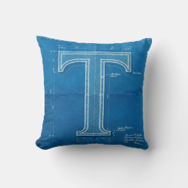 Blueprint Monogram Letter T Kussen