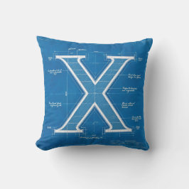 Blueprint Monogram Letter X Kussen