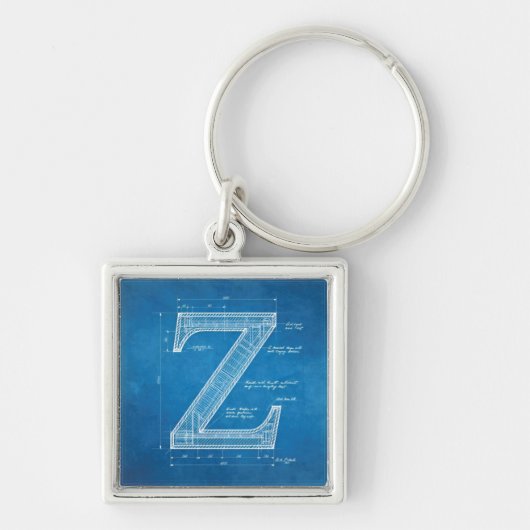 Blueprint Monogram Letter Z Sleutelhanger (Voorkant)
