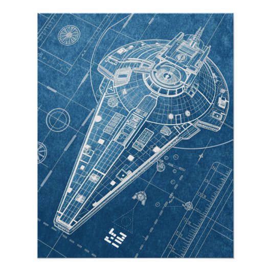 Blueprint of the Aetherwing Interdictor Perfect Poster (Voorkant)