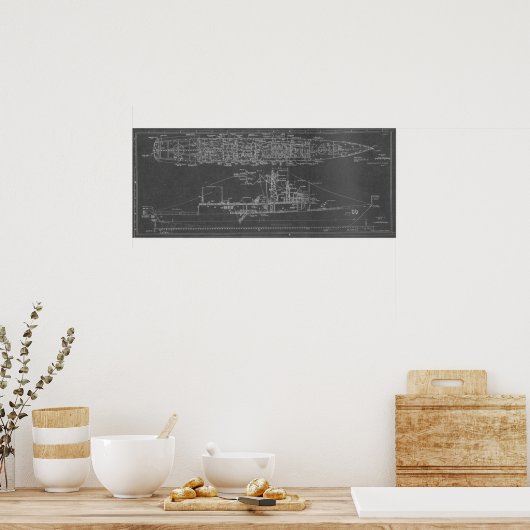 Blueprint of USS Rodney M. Davis FFG-60 Poster (Keuken)