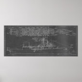 Blueprint of USS Rodney M. Davis FFG-60 Poster (Voorkant)
