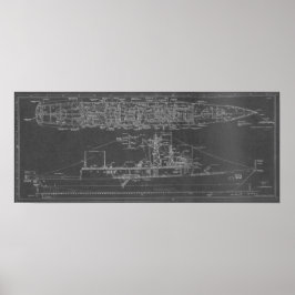 Blueprint of USS Rodney M. Davis FFG-60 Poster