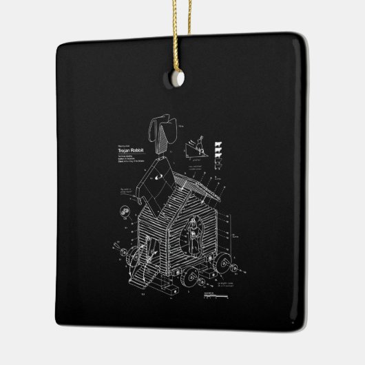 Blueprint Trojan Horse Rabbit Funny Keramisch Ornament (Links)