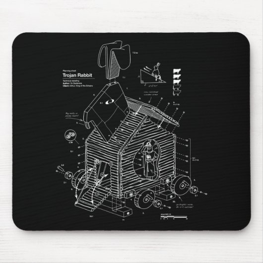 Blueprint Trojan Horse Rabbit Funny Muismat (Voorkant)