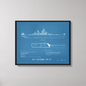 Blueprint USS Missouri BB-63 Canvas Afdruk (Voorkant)