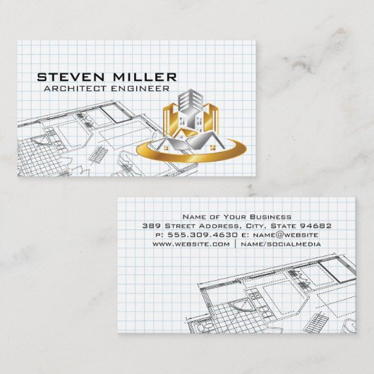 Blueprints | Architect Logo | Home Properties Visitekaartje (Voorkant / Achterkant)
