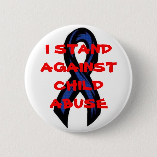 Blueribbon, IK BEN TEGEN KINDERMISHANDELING Ronde Button 5,7 Cm (Voorkant)