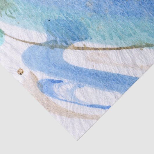 Blues 003 Abstract Waterverf gekleurd weefselpapie Tissuepapier (Detail)