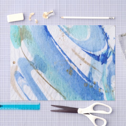 Blues 003 Abstract Waterverf gekleurd weefselpapie Tissuepapier (Craft)