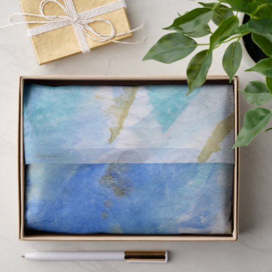 Blues 005 Abstract Waterverf gekleurd weefselpapie Tissuepapier (Geschenk)