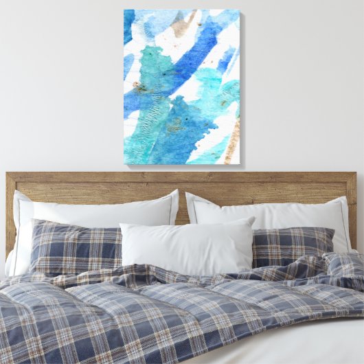 Blues 008 Abstract Aquarel Textuur Canvas (Insitu (Slaapkamer))
