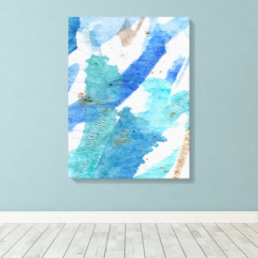 Blues 008 Abstract Aquarel Textuur Canvas (Insitu (Houten vloer))