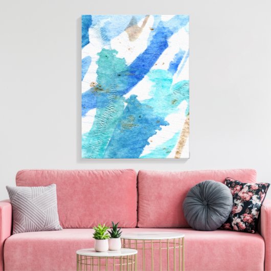 Blues 008 Abstract Aquarel Textuur Canvas (Insitu (Woonkamer))