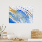 Blues 010 Abstract Waterverf getextureerd papier Poster (Keuken)