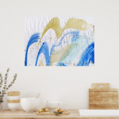 Blues 011 Abstract Waterverf getextureerd papier Poster (Keuken)