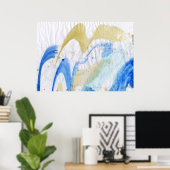 Blues 011 Abstract Waterverf getextureerd papier Poster (Thuiskantoor)