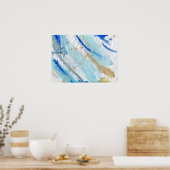 Blues 012 Abstract Waterverf getextureerd papier Poster (Keuken)