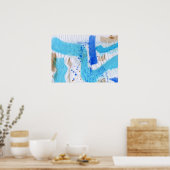Blues 017 Abstract Waterverf getextureerd papier Poster (Keuken)