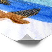 Blues 018 Abstract Waterverf getextureerd papier Poster (Hoek)