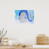 Blues 023 Abstract Waterverf getextureerd papier Poster (Keuken)