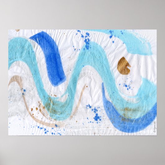 Blues 030 Abstract Waterverf getextureerd papier Poster (Voorkant)