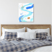 Blues 030 Abstract Waterverf Texture Canvas Afdruk (Insitu (Slaapkamer))