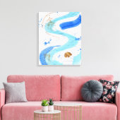 Blues 030 Abstract Waterverf Texture Canvas Afdruk (Insitu (Woonkamer))