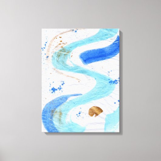 Blues 030 Abstract Waterverf Texture Canvas Afdruk (Voorkant)
