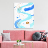 Blues 030 Abstract Waterverf Texture Canvas Afdruk (Insitu (Woonkamer))