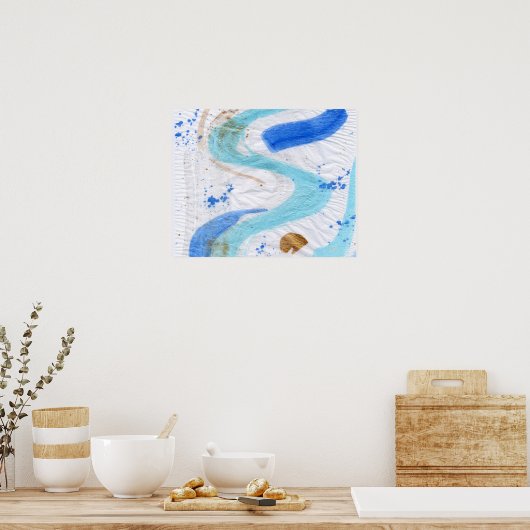 Blues 030 Abstract Waterverf Texture Canvas Poster (Keuken)