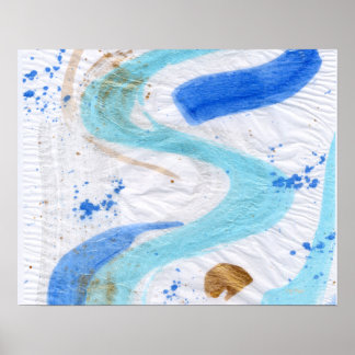 Blues 030 Abstract Waterverf Texture Canvas Poster