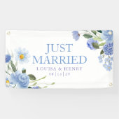 Blues 2 Flowers Just Married Car Banner (Horizontaal)