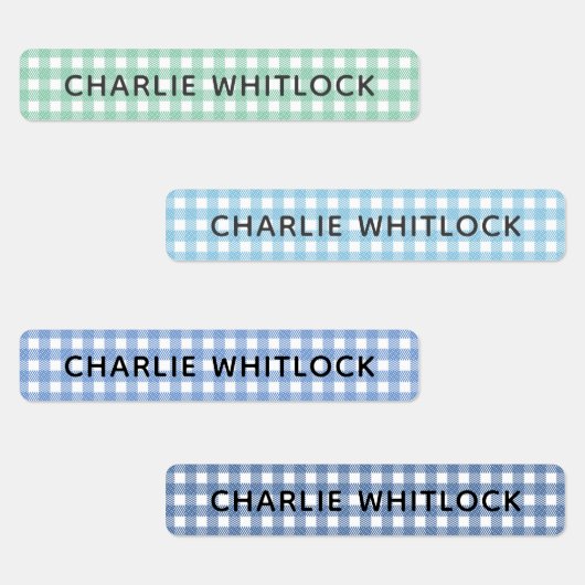 Blues and Greens Gingham Plaid Basisschool Labels (Groep)